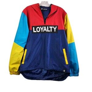 Encrypted Jacket Loyalty Med Hooded Windbreaker Rain Jacket Blue Red Yellow Y2K